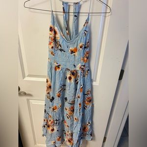 Cooperative blue floral dress with cross over back - Size 6